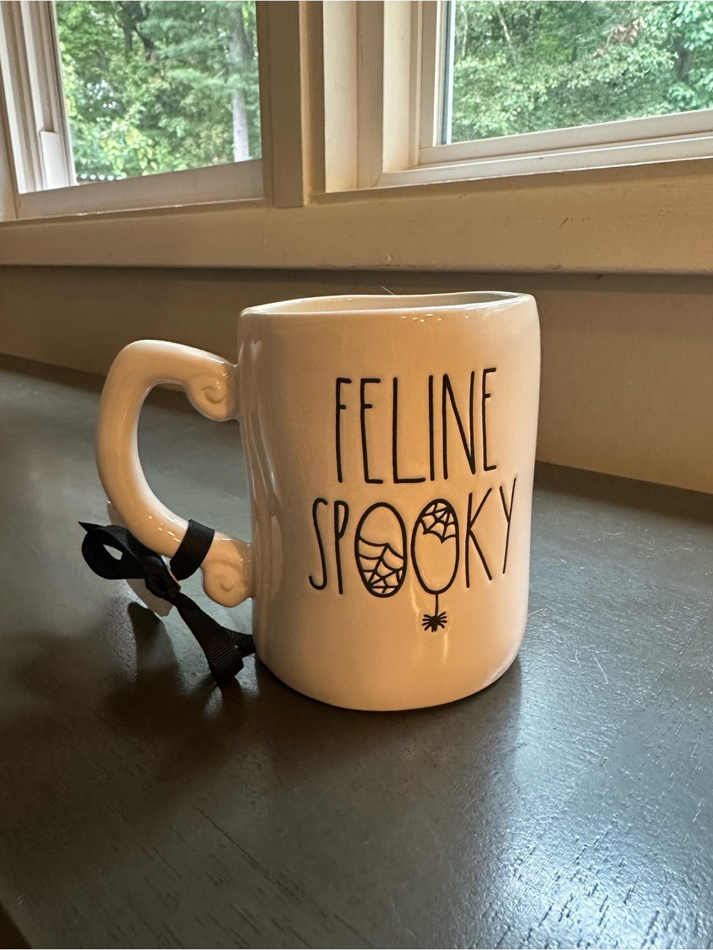 Rae Dunn Feline Spooky White Ceramic Mug